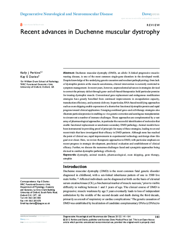 Recent advances in Duchenne muscular dystrophy