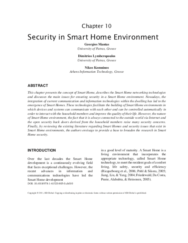 (PDF) Security in Smart Home Environment