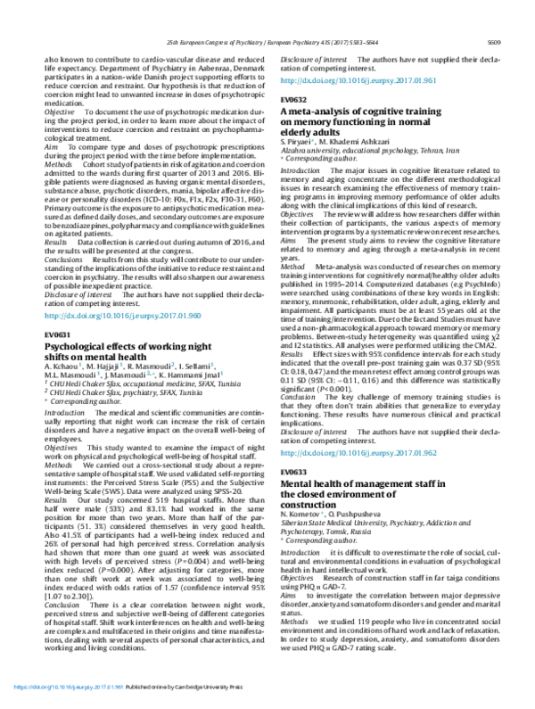 (PDF) Psychological Effects of Working Night Shifts on Mental Health