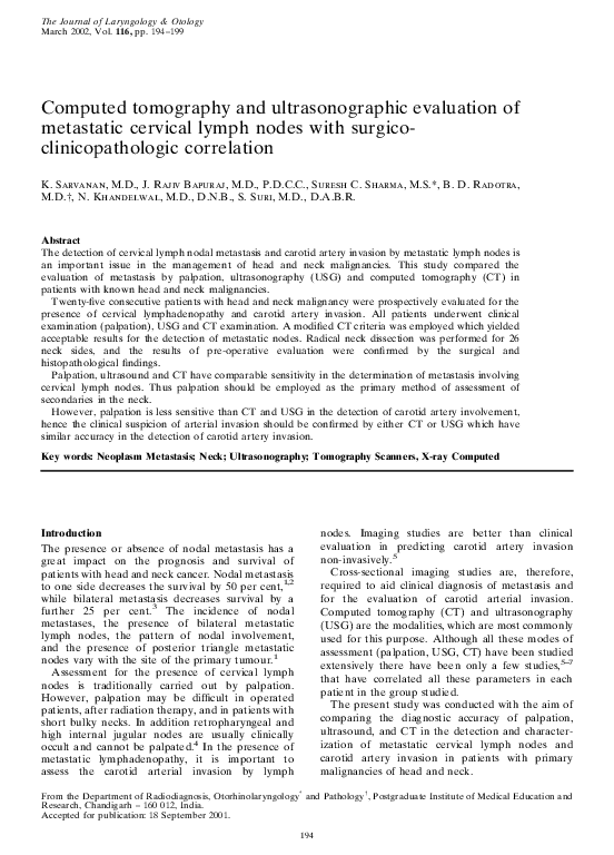 (PDF) Computed tomography and ultrasonographic evaluation of metastatic ...