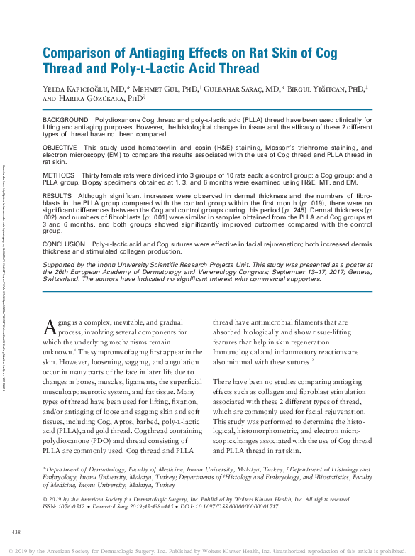 (PDF) Comparison of Antiaging Effects on Rat Skin of Cog Thread and ...