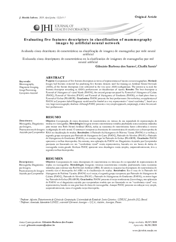 (PDF) Evaluating five features descriptors in classification of ...