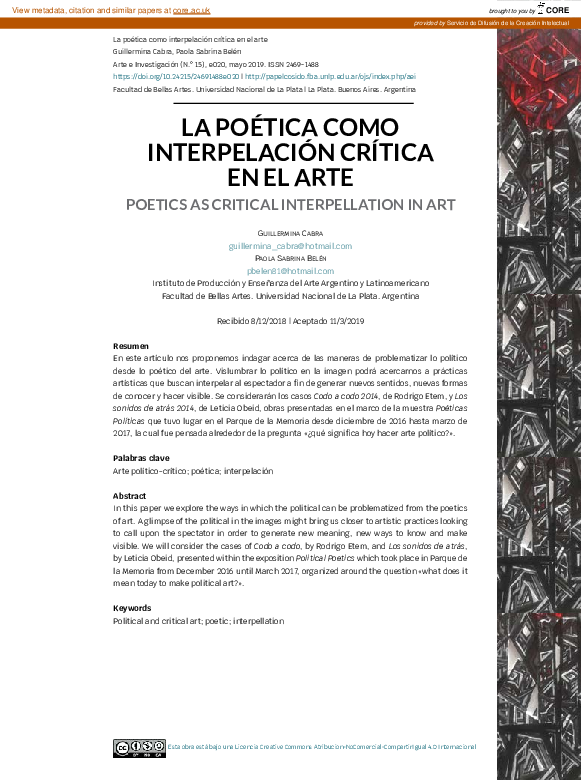 (PDF) Poetics as Critical Interpellation in Art