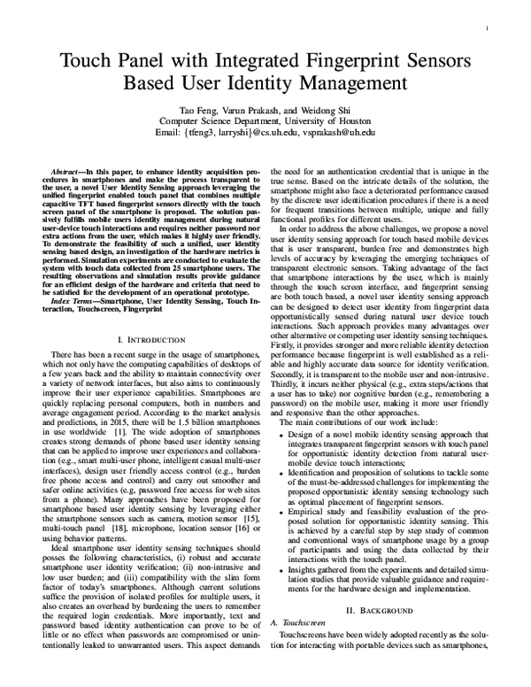 (PDF) Touch panel with integrated fingerprint sensors based user ...