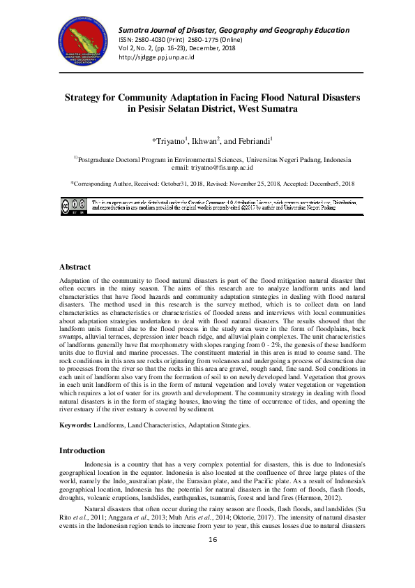 (PDF) Strategy for Community Adaptation in Facing Flood Natural ...