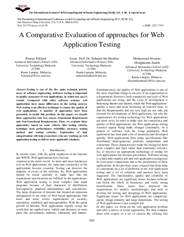(PDF) A Comparative Evaluation of approaches for Web Application Testing