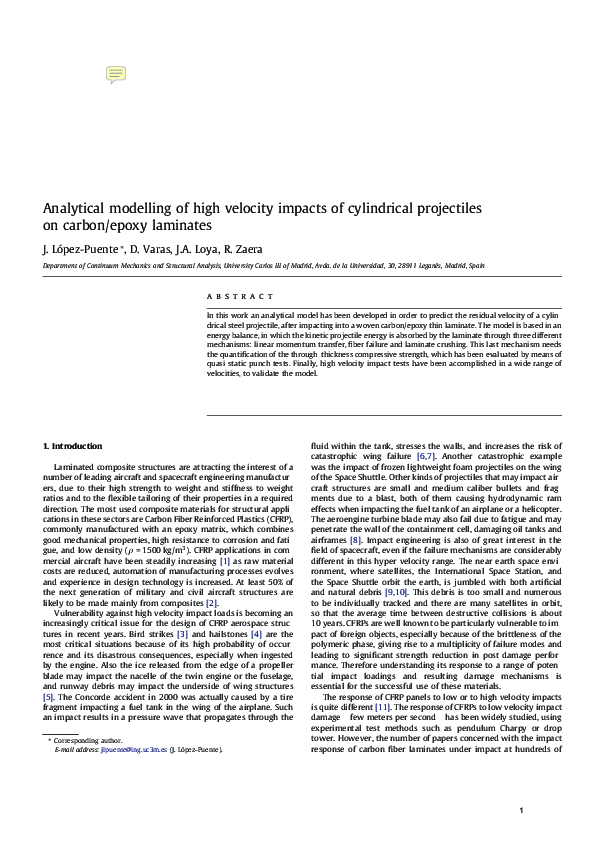 (PDF) Analytical modelling of high velocity impacts of cylindrical ...
