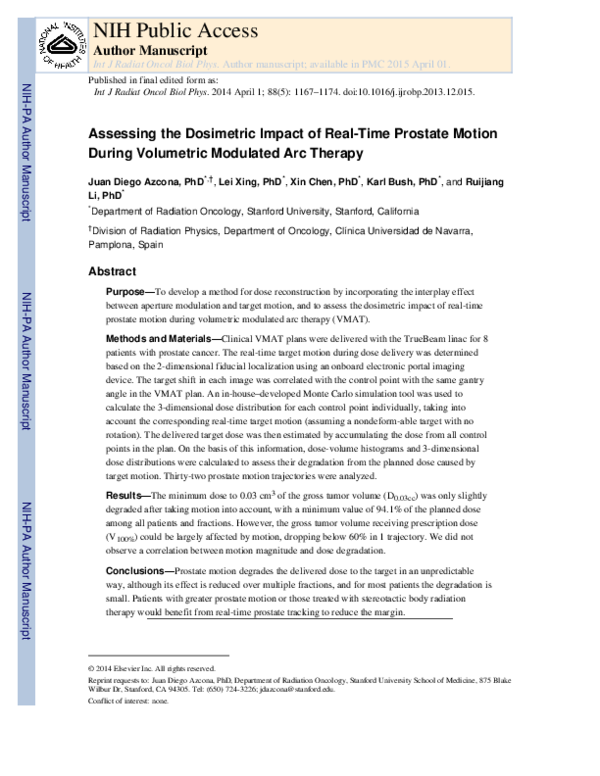 (PDF) Assessing the Dosimetric Impact of Real-Time Prostate Motion ...
