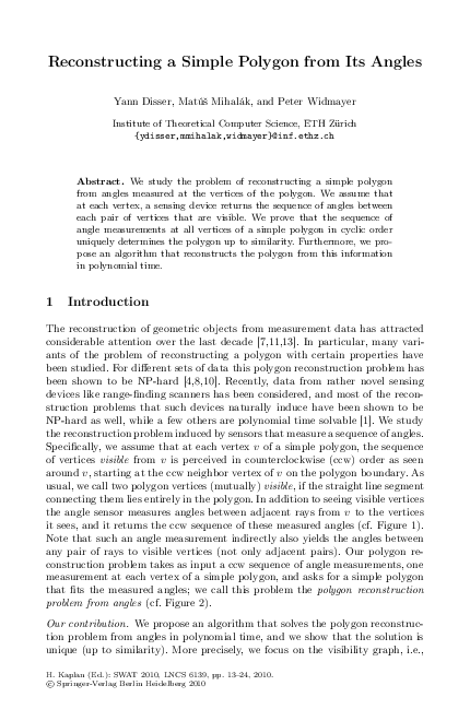 (PDF) Reconstructing a Simple Polygon from Its Angles