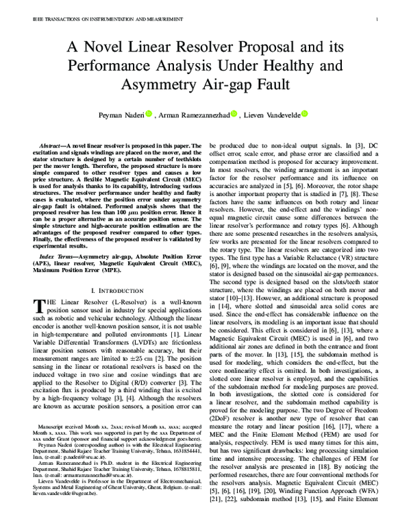 (PDF) A Novel Linear Resolver Proposal and Its Performance Analysis ...