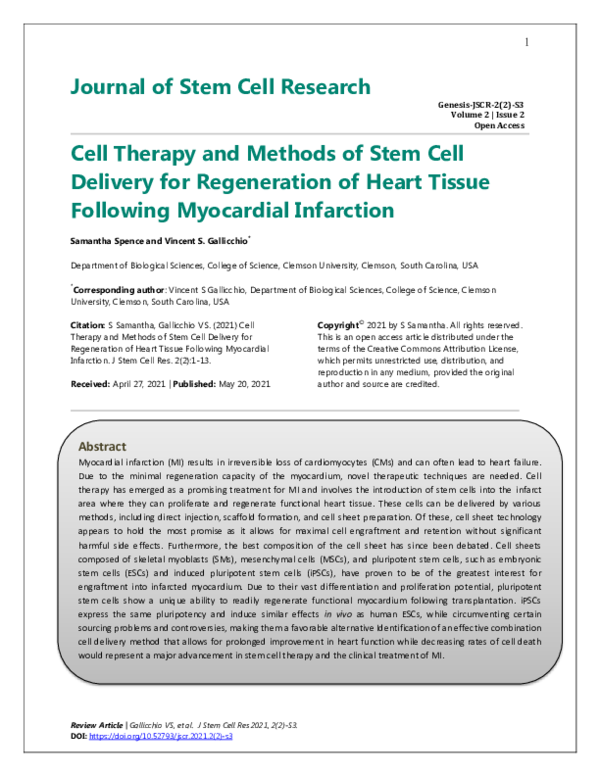 (PDF) Cell Therapy And Methods Of Stem Cell Delivery For Regeneration ...