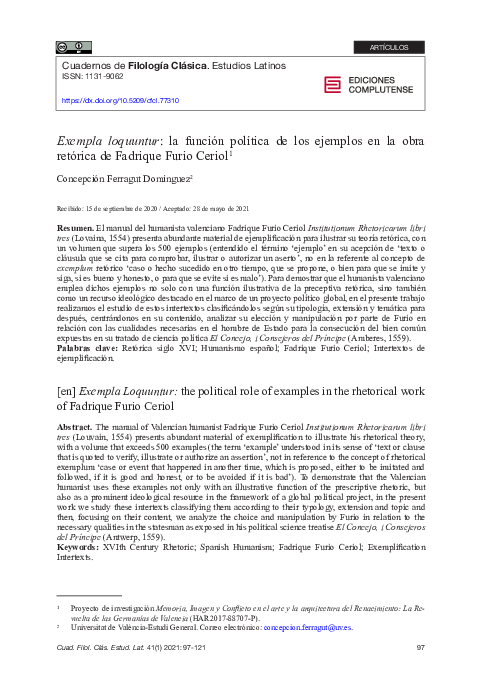 (PDF) Exempla loquuntur: la función política de los ejemplos en la obra ...