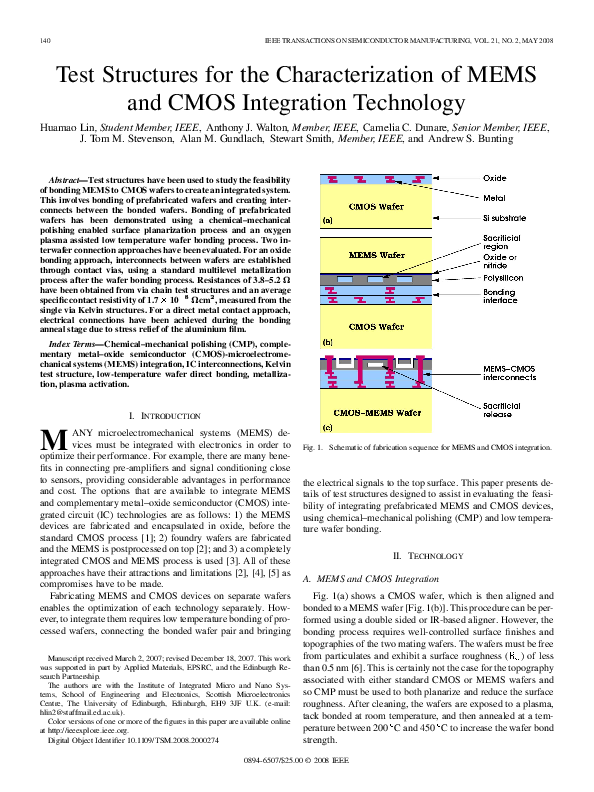(PDF) Test Structures for the Characterization of MEMS and CMOS ...