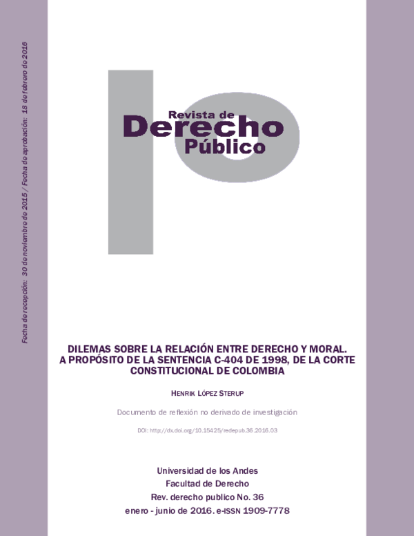 (PDF) Dilemas sobre la relación entre derecho y moral. A propósito de