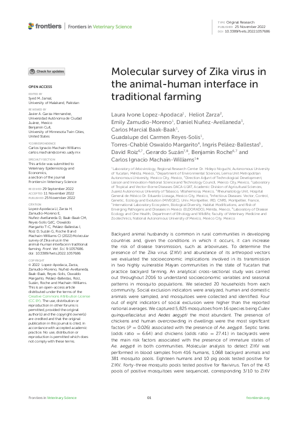 (PDF) Molecular survey of Zika virus in the animal-human interface in ...