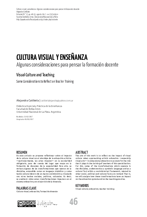 (PDF) Visual Culture and Teaching. Some Considerations to Reflect on ...