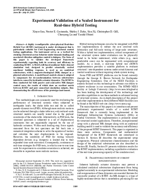 (PDF) Experimental validation of a scaled instrument for Real-Time ...