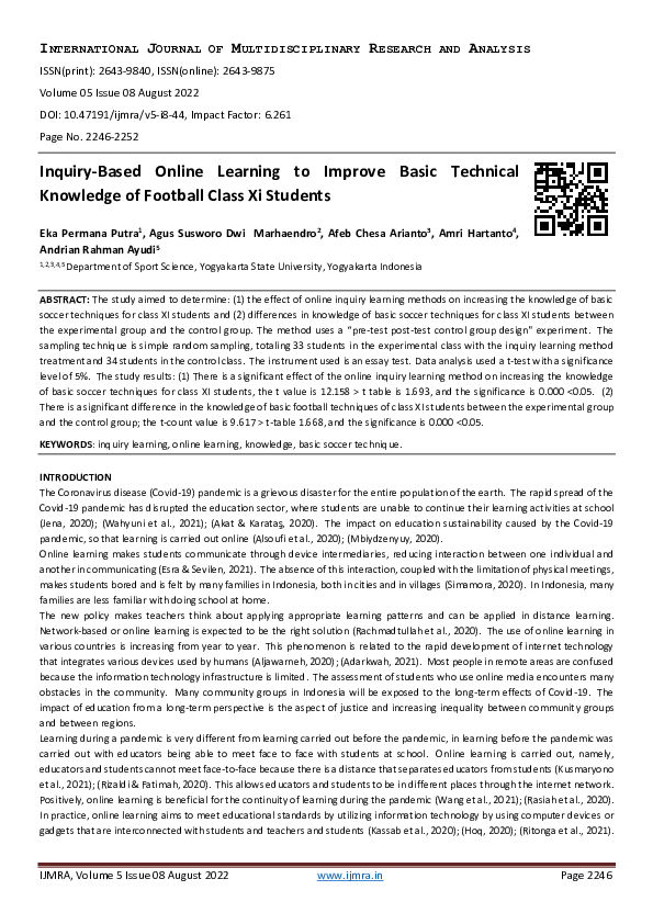 (PDF) Inquiry-Based Online Learning to Improve Basic Technical ...