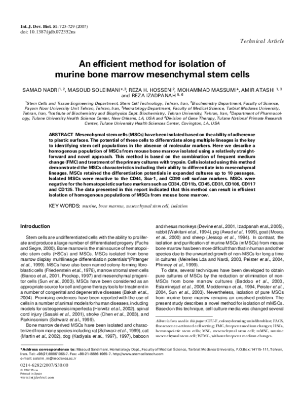 (PDF) An efficient method for isolation of murine bone marrow ...