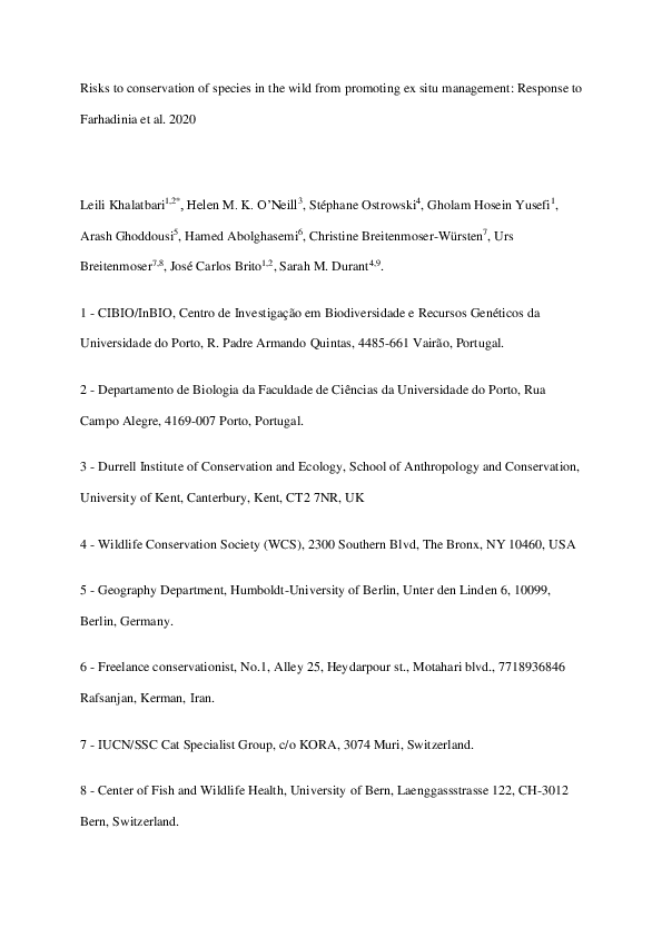 (PDF) Risks to conservation of species in the wild from promoting ex ...