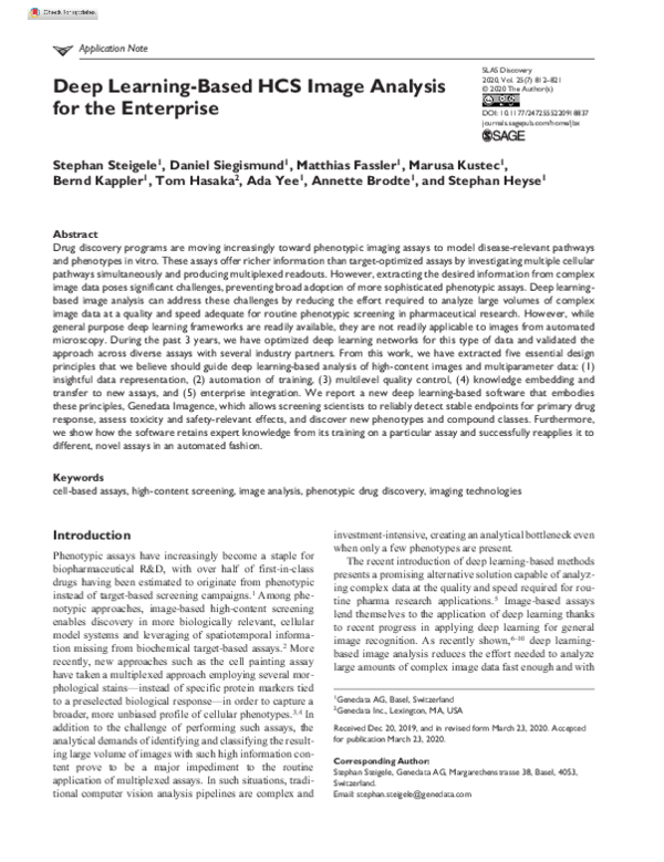 (PDF) Deep Learning-Based HCS Image Analysis for the Enterprise