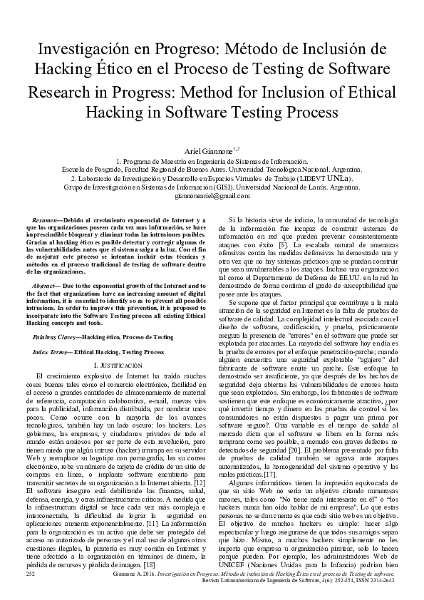 (PDF) Investigación en Progreso: Método de Inclusión de Hacking Ético ...