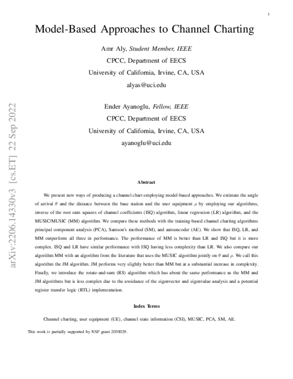 (PDF) Model-Based Approaches to Channel Charting