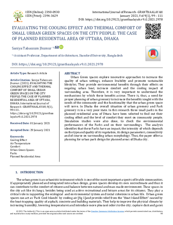 (PDF) Evaluating the Cooling Effect and Thermal Comfort of Small Urban ...