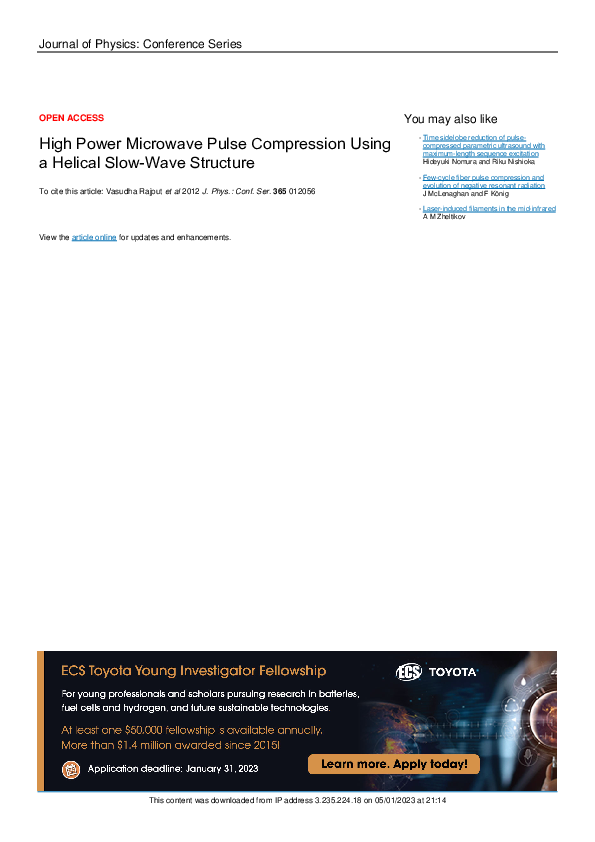 (PDF) High Power Microwave Pulse Compression Using a Helical Slow-Wave ...