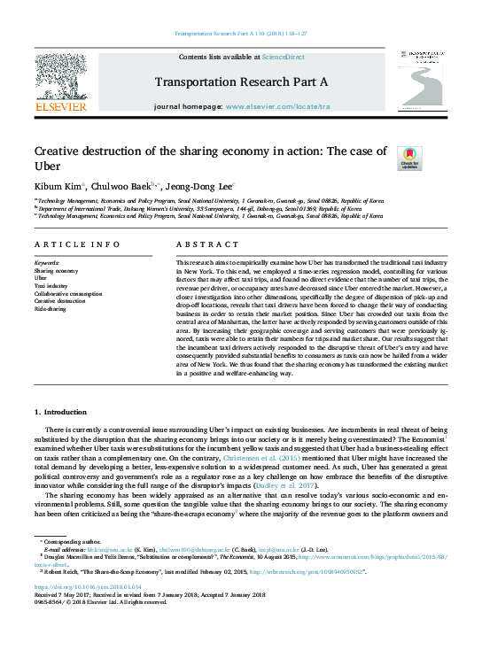 (PDF) Creative destruction of the sharing economy in action: The case ...