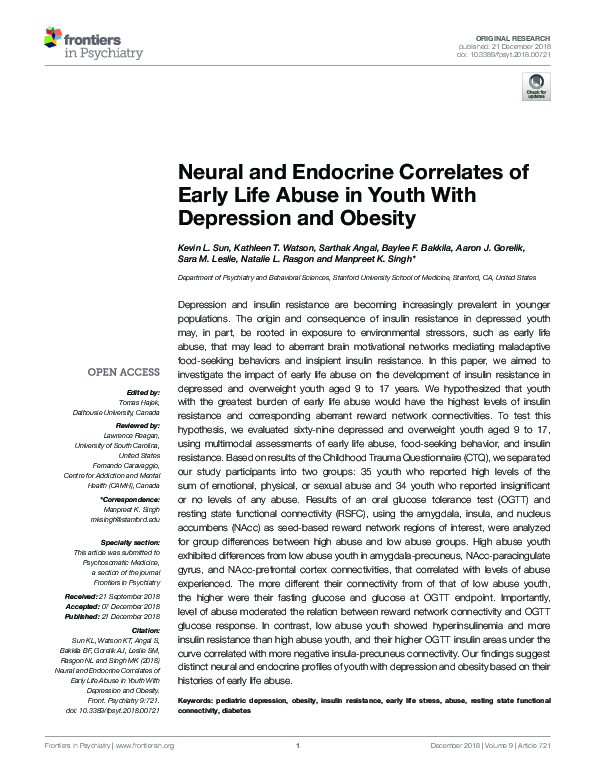 (PDF) Neural and Endocrine Correlates of Early Life Abuse in Youth With ...