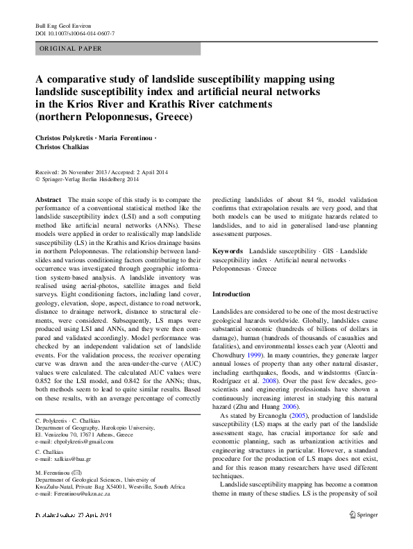 (PDF) A comparative study of landslide susceptibility mapping using ...
