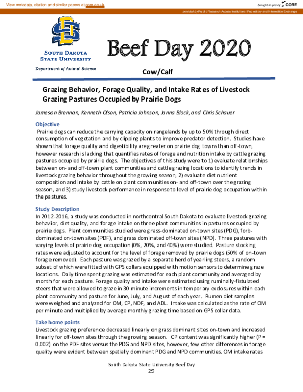 (PDF) Grazing Behavior, Forage Quality, and Intake Rates of Livestock ...