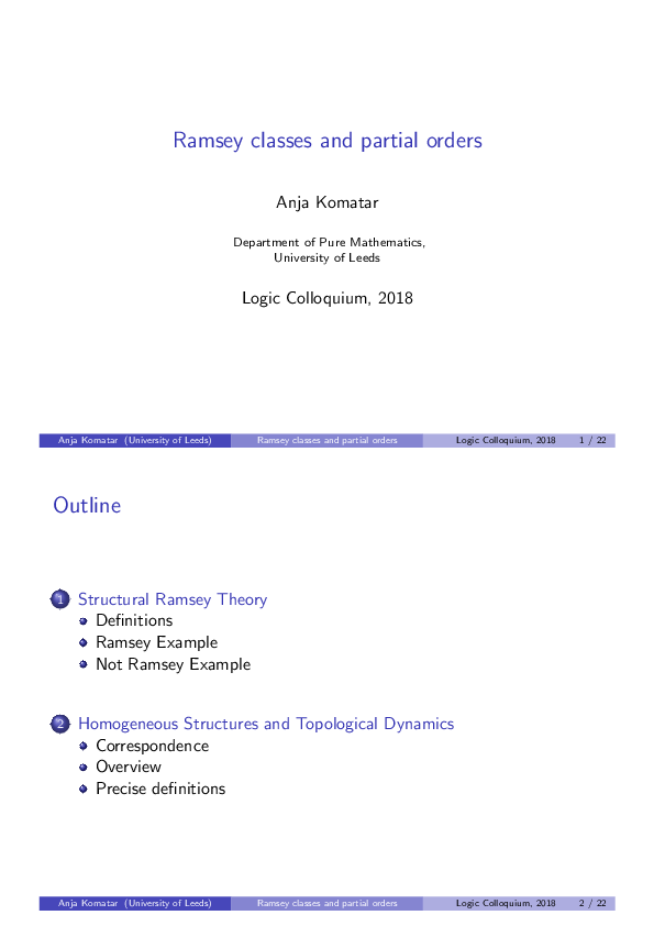 (PDF) Ramsey classes and partial orders