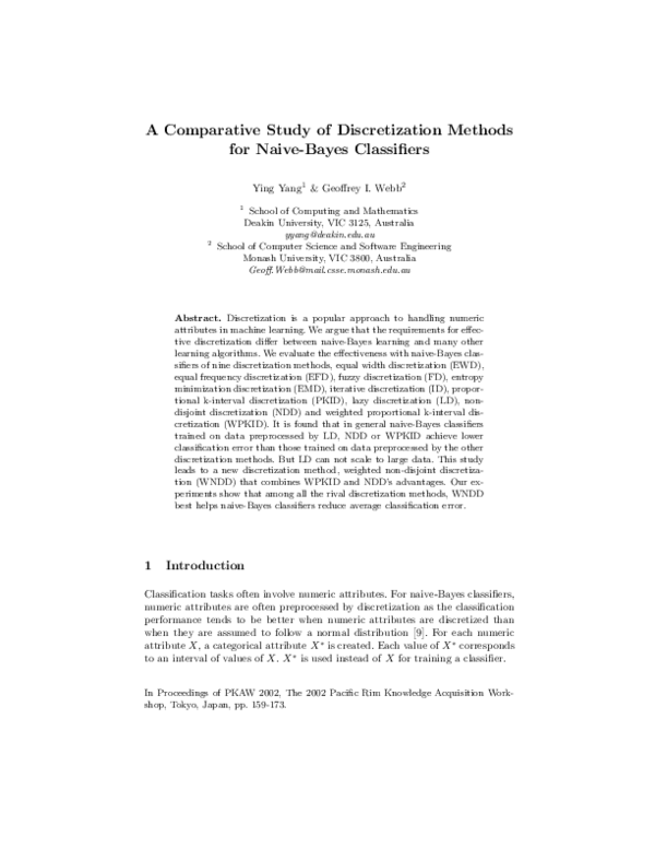 (PDF) A Comparative Study of Discretization Methods for Naive-Bayes ...