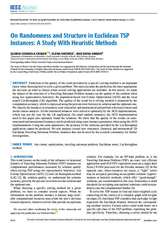 (PDF) On Randomness and Structure in Euclidean TSP Instances: A Study ...