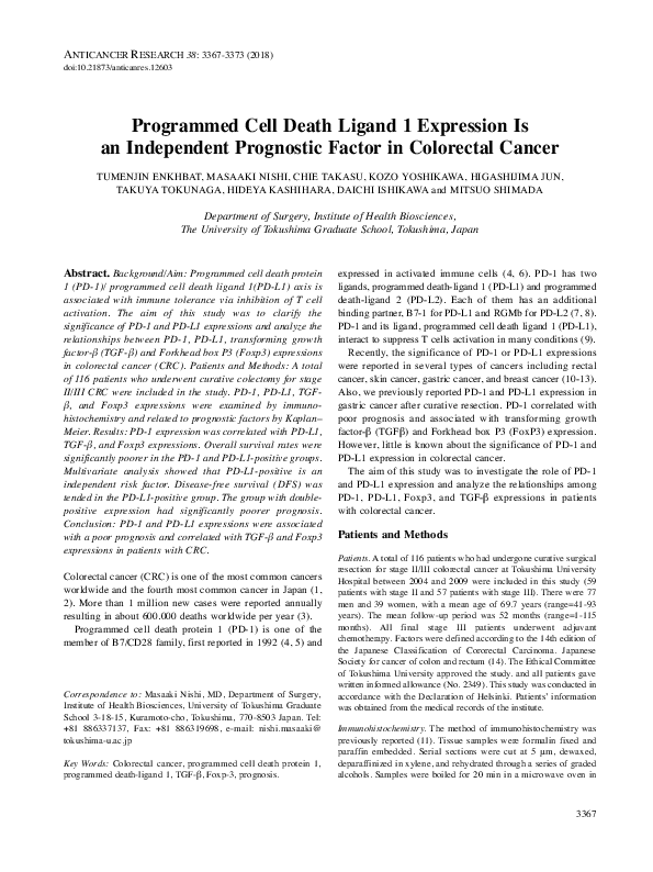 (PDF) Programmed Cell Death Ligand 1 Expression Is an Independent ...