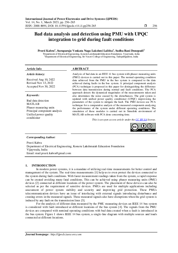 (PDF) Bad data analysis and detection using PMU with UPQC integration ...