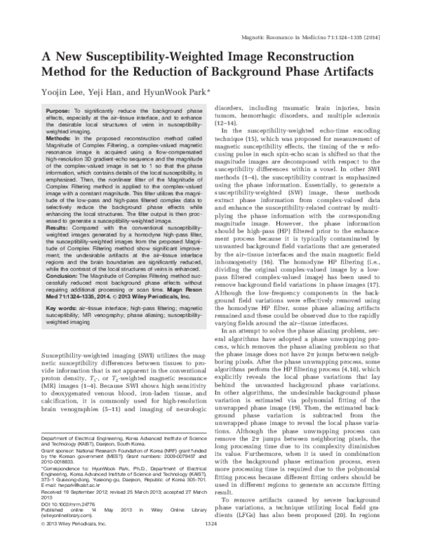 (PDF) A new susceptibility-weighted image reconstruction method for the ...