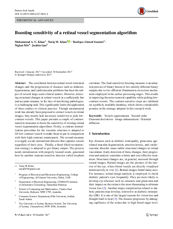 (PDF) Boosting sensitivity of a retinal vessel segmentation algorithm