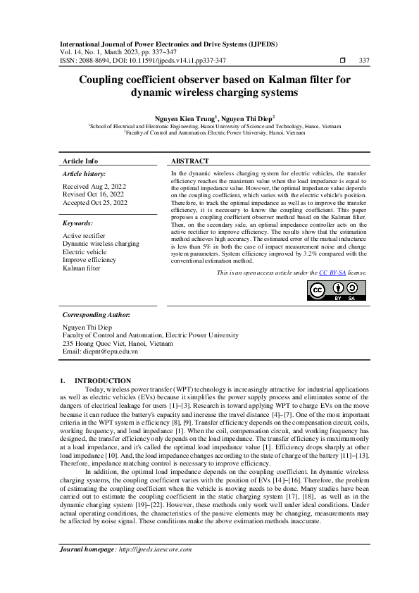 (PDF) Coupling coefficient observer based on Kalman filter for dynamic ...
