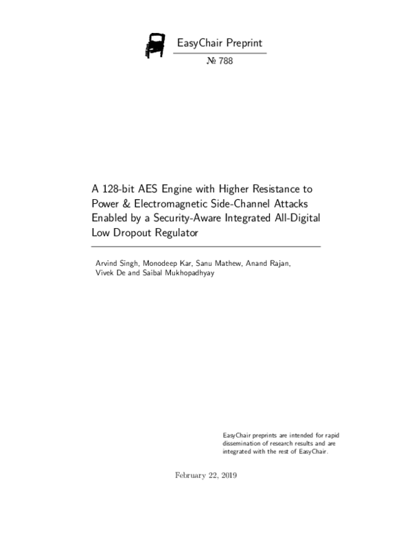 (PDF) 25.3 A 128b AES Engine with Higher Resistance to Power and ...