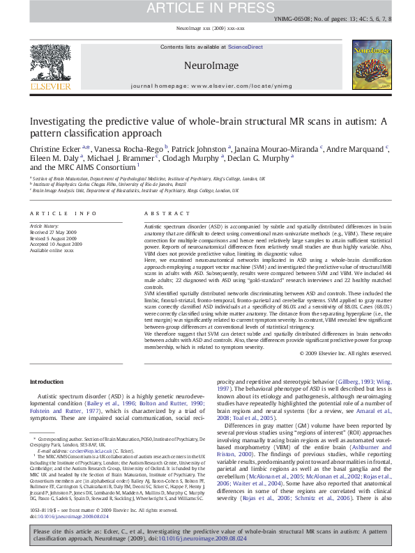 (PDF) Investigating the predictive value of whole-brain structural MR ...