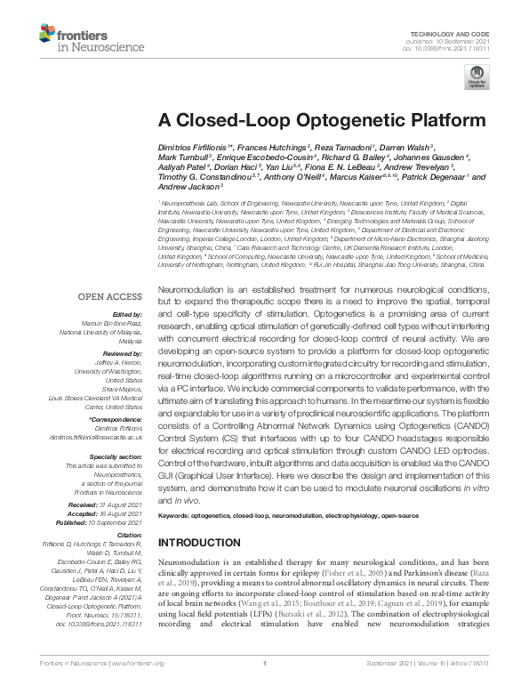 (PDF) A Closed-Loop Optogenetic Platform