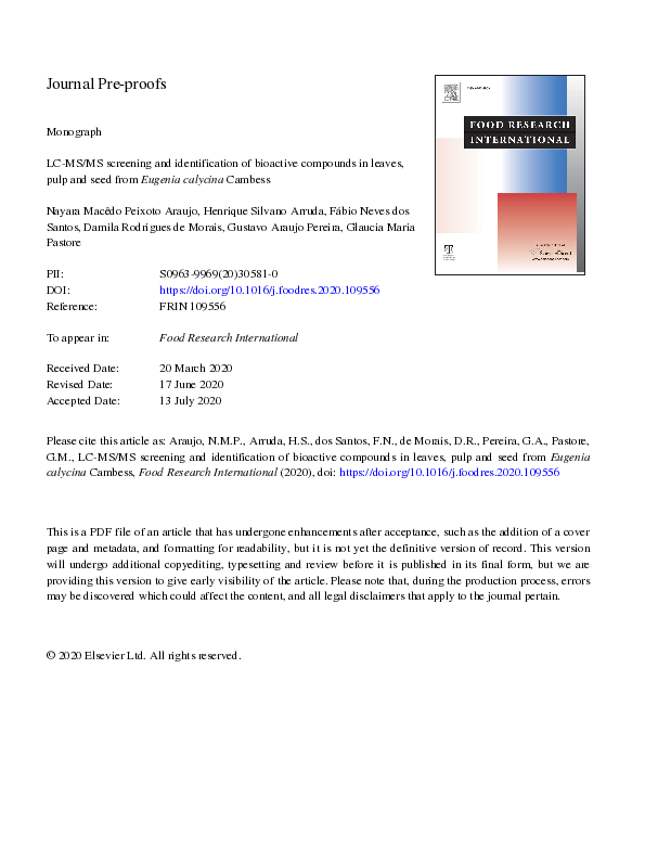 (PDF) LC-MS/MS screening and identification of bioactive compounds in ...