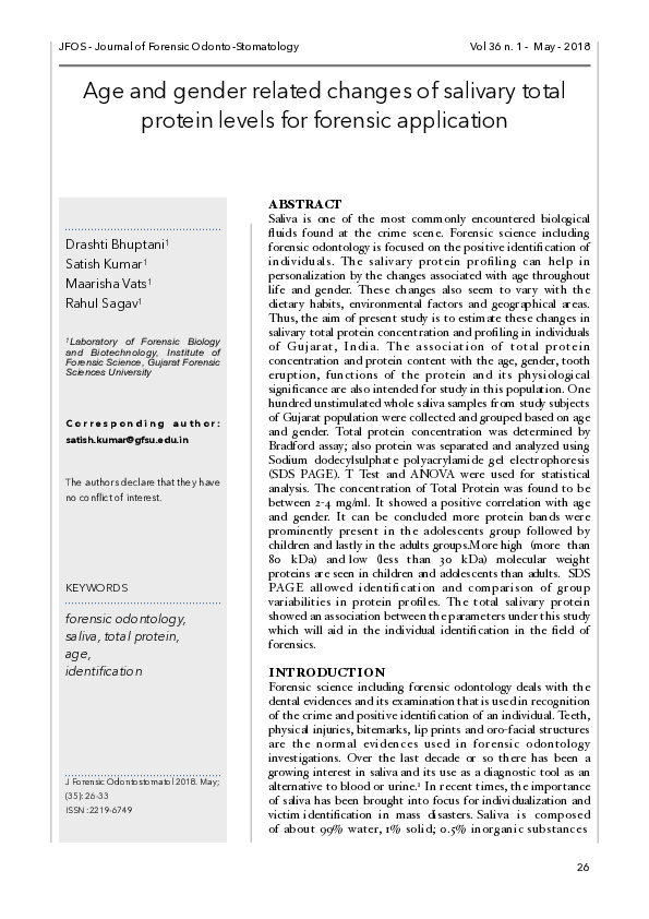 (PDF) Age and gender related changes of salivary total protein levels ...