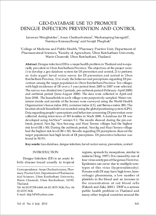 (PDF) Use to Promote Dengue Infection Prevention and Control