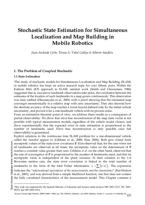 (PDF) Stochastic State Estimation for Simultaneous Localization and Map ...
