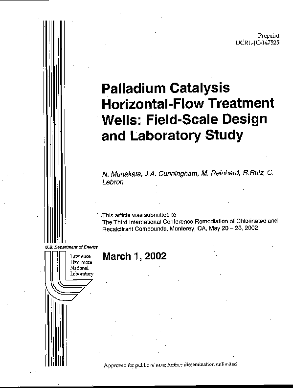 (PDF) Palladium Catalysis in Horizontal-Flow Treatment Wells: Field ...