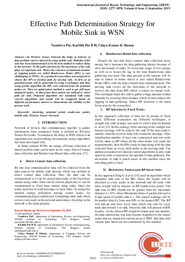 (PDF) Effective Path Determination Strategy for Mobile Sink in WSN